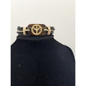 Bracelet wrapped Leather Peace sign jewelry unisex